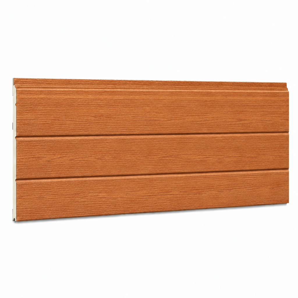 Wood Grain Series Double Groove Metal Carved Panel with Rigid PU Foam Core