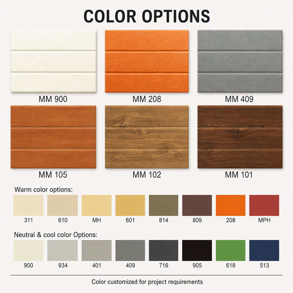 Wood Grain Series Double Groove Metal Carved Panel with Rigid PU Foam Core